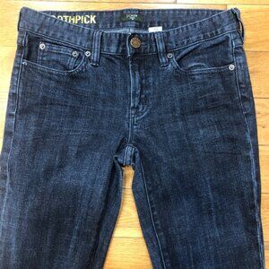 J Crew Stretch Toothpick Classic 5-Pocket Dark Blue Denim Jeans Size 27